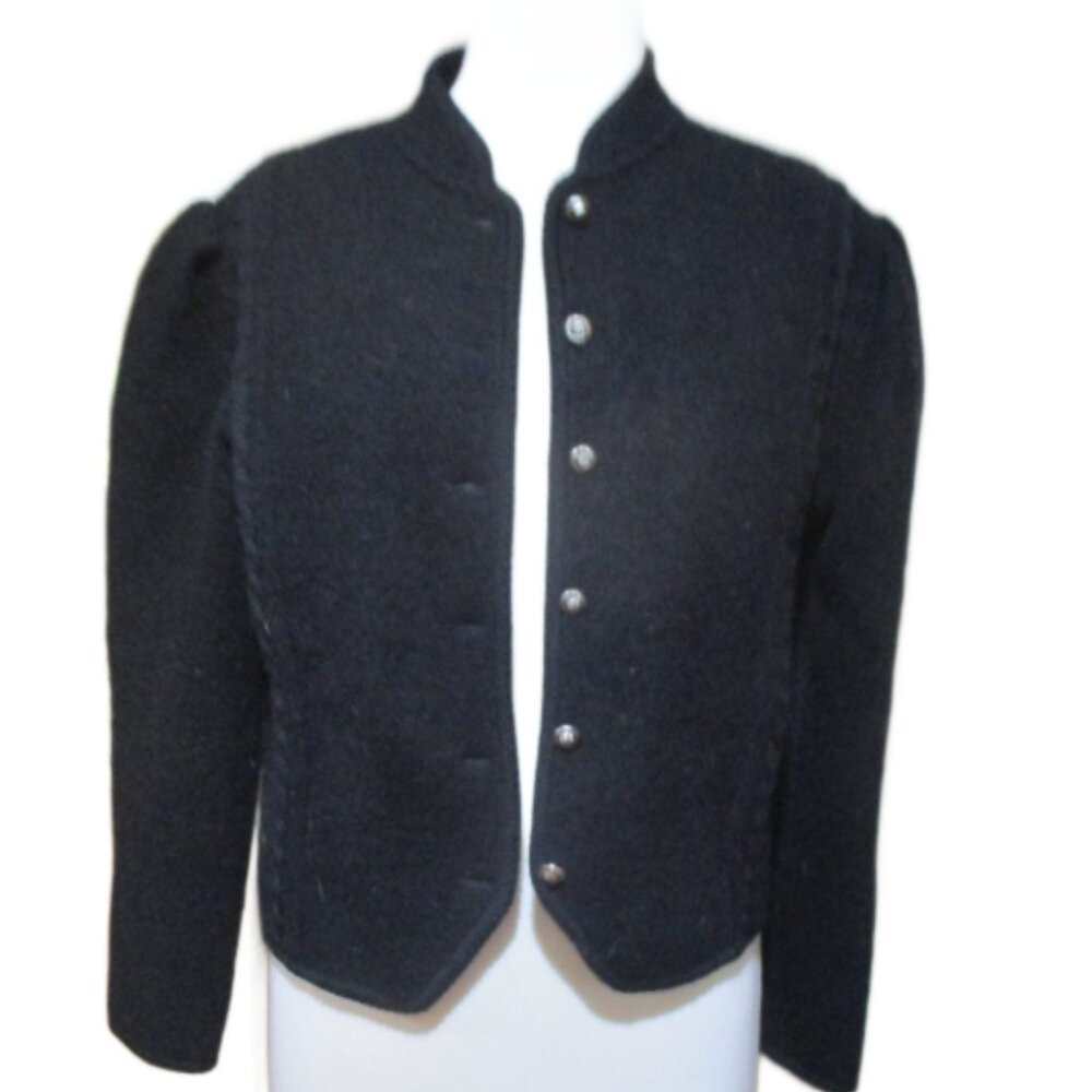 Vintage 80s Deans of Scotland Wool Black Button Up Jacket Cardigan Sweater